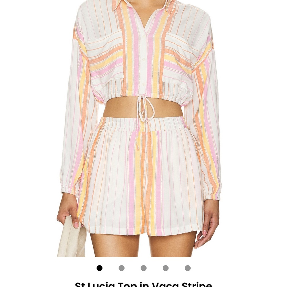 L*Space Multicolor Striped Button Down Shirt and Shorts Set